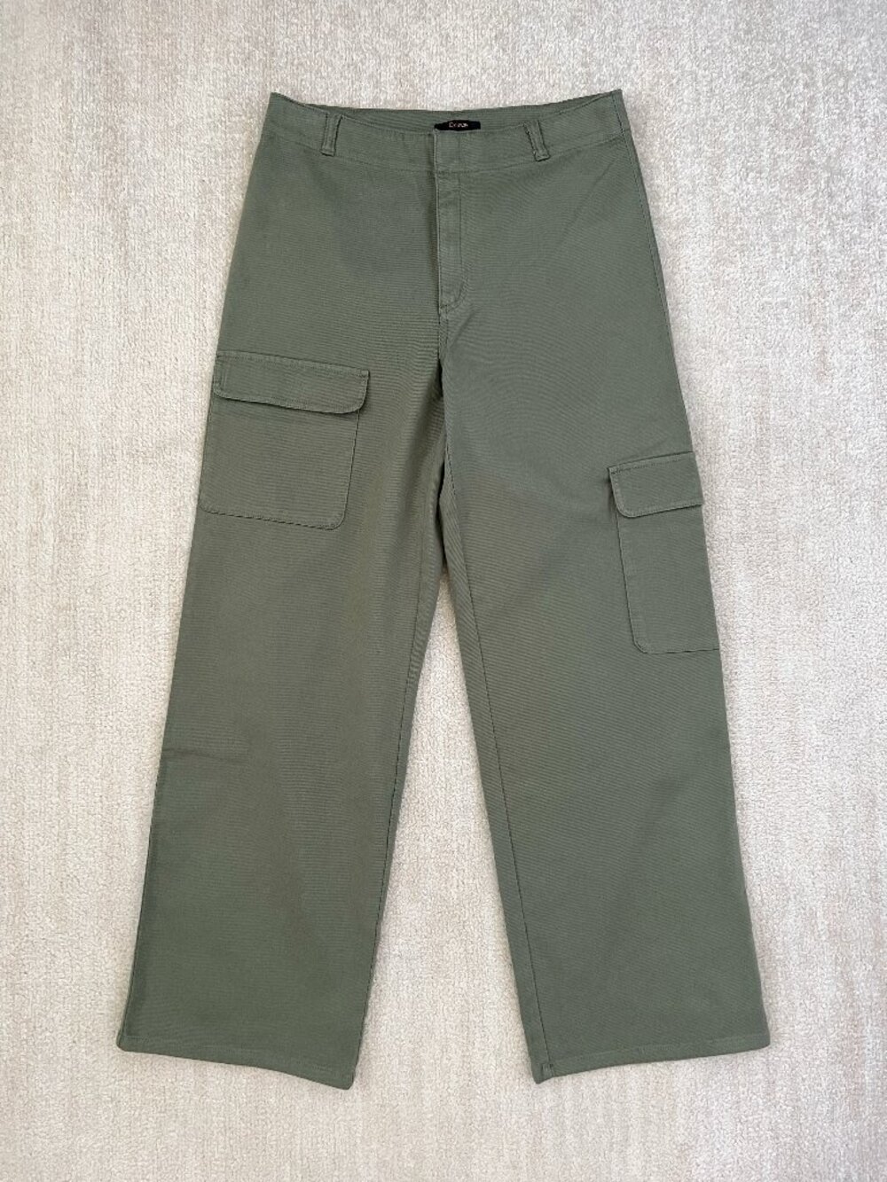 Quince Organic Stretch Cotton Twill Cargo Pants Green Wide Leg 10